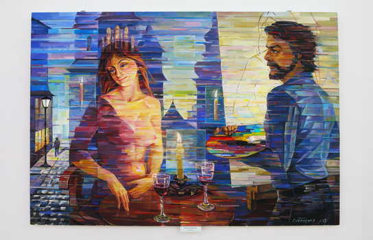 Новини Вінниці / У Вінниці презентували «Горизонтальне» мистецтво.  Український художник мазки пензля замінив лініями (ФОТО)