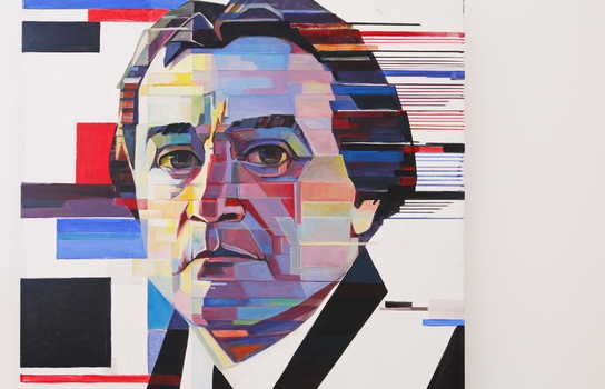 Новини Вінниці / У Вінниці презентували «Горизонтальне» мистецтво.  Український художник мазки пензля замінив лініями (ФОТО)