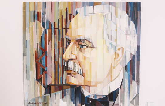 Новини Вінниці / У Вінниці презентували «Горизонтальне» мистецтво.  Український художник мазки пензля замінив лініями (ФОТО)