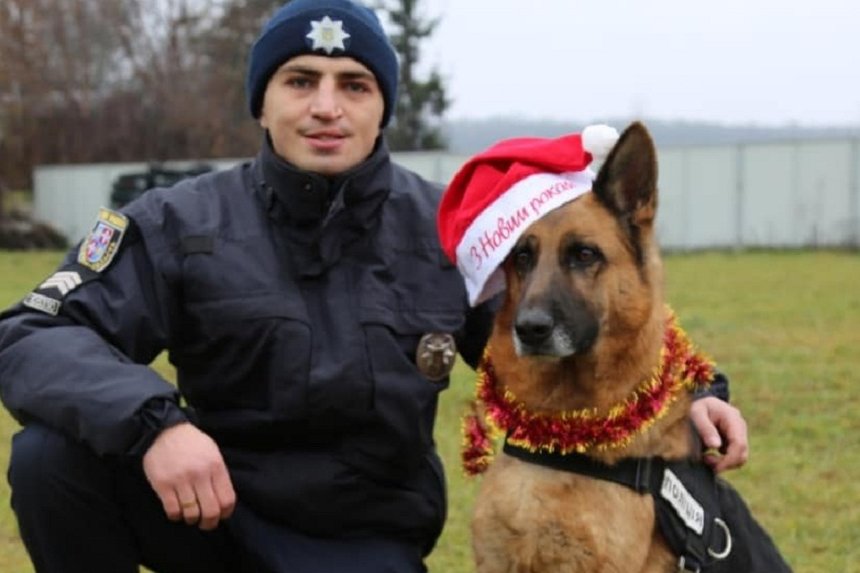 Новини Вінниці / Вінничан з новим роком привітали кінологи та їхні чотирилапі напарники